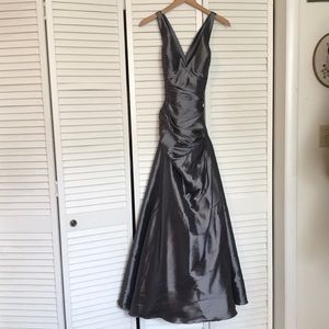 grayish silver prom dress